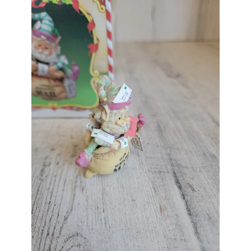 Enesco crinkles elf North Pole Mail Village vintage accessory Xmas mistletoe